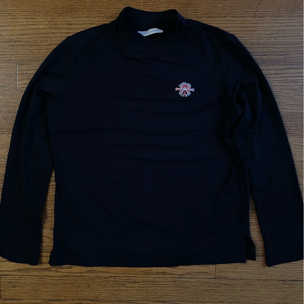 Santa Ana Golf Club Black Criss Cross Mock Neck Long Sleeve Shirt